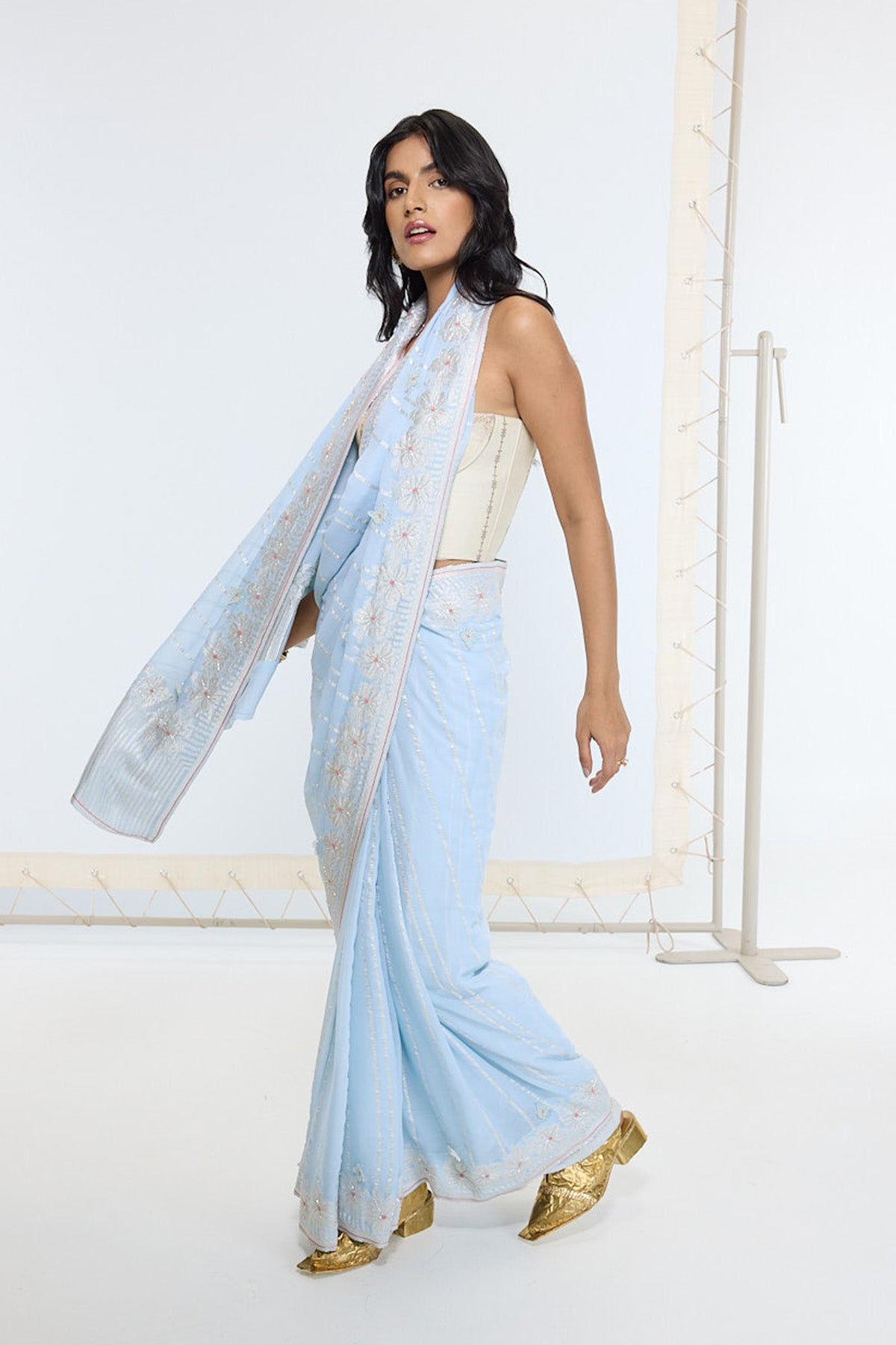 Handwoven Sky Blue Saree