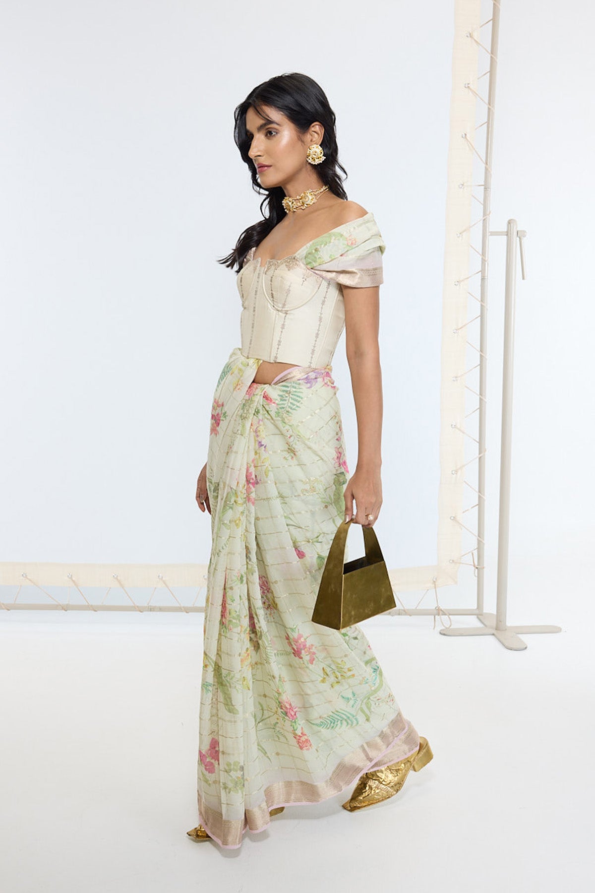 Handwoven Pistachio Green Printed Saree