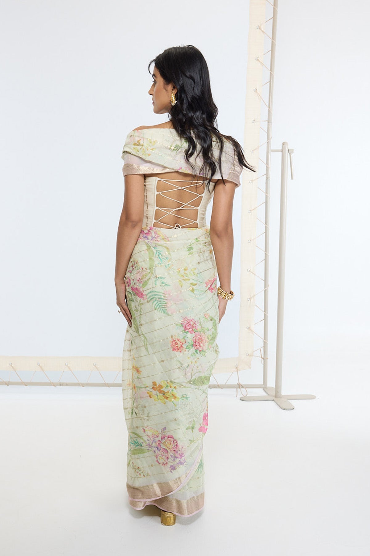 Handwoven Pistachio Green Printed Saree