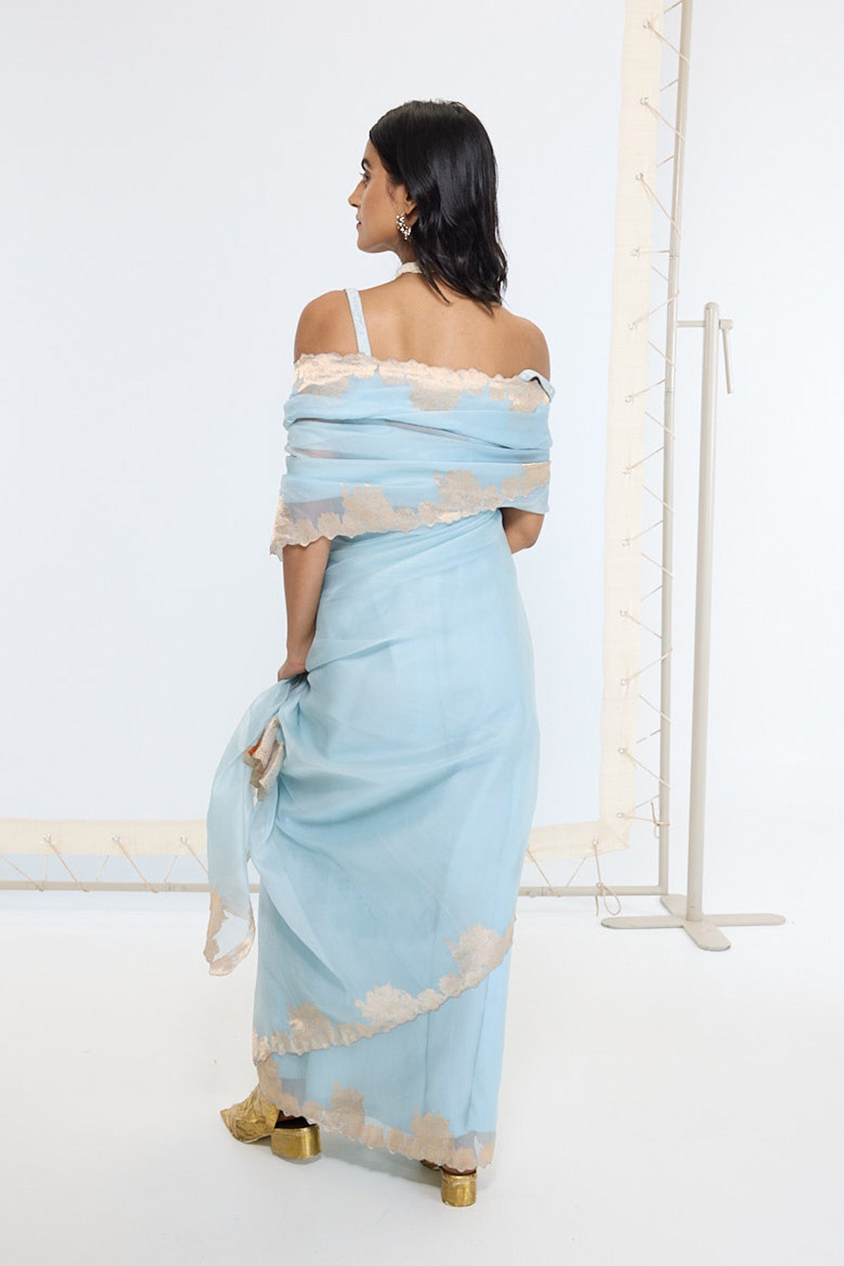 Handwoven Icy Blue Saree