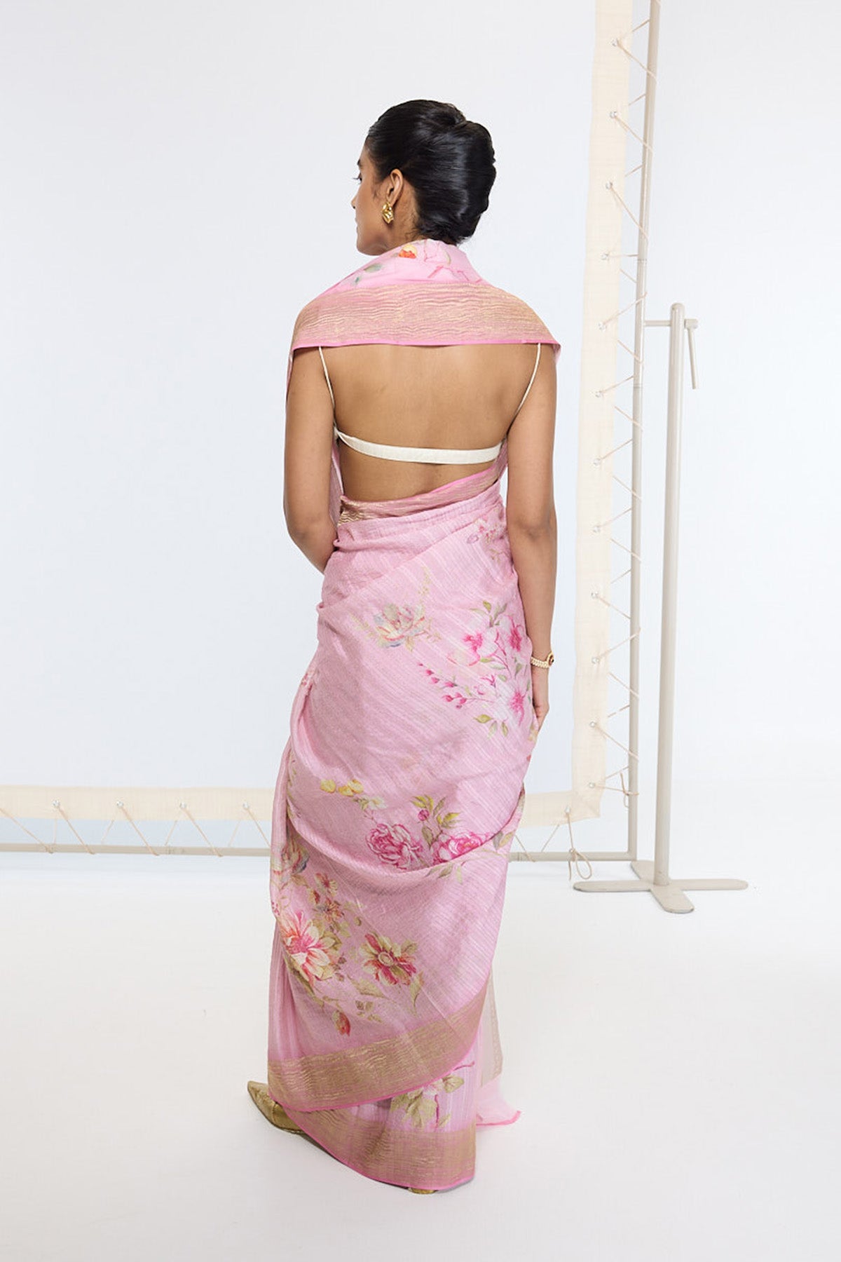 Handwoven Candy Pink Printed Saree