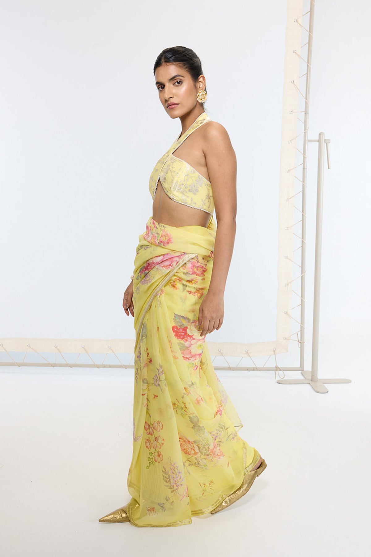 Handwoven Butter Yellow Printed Saree