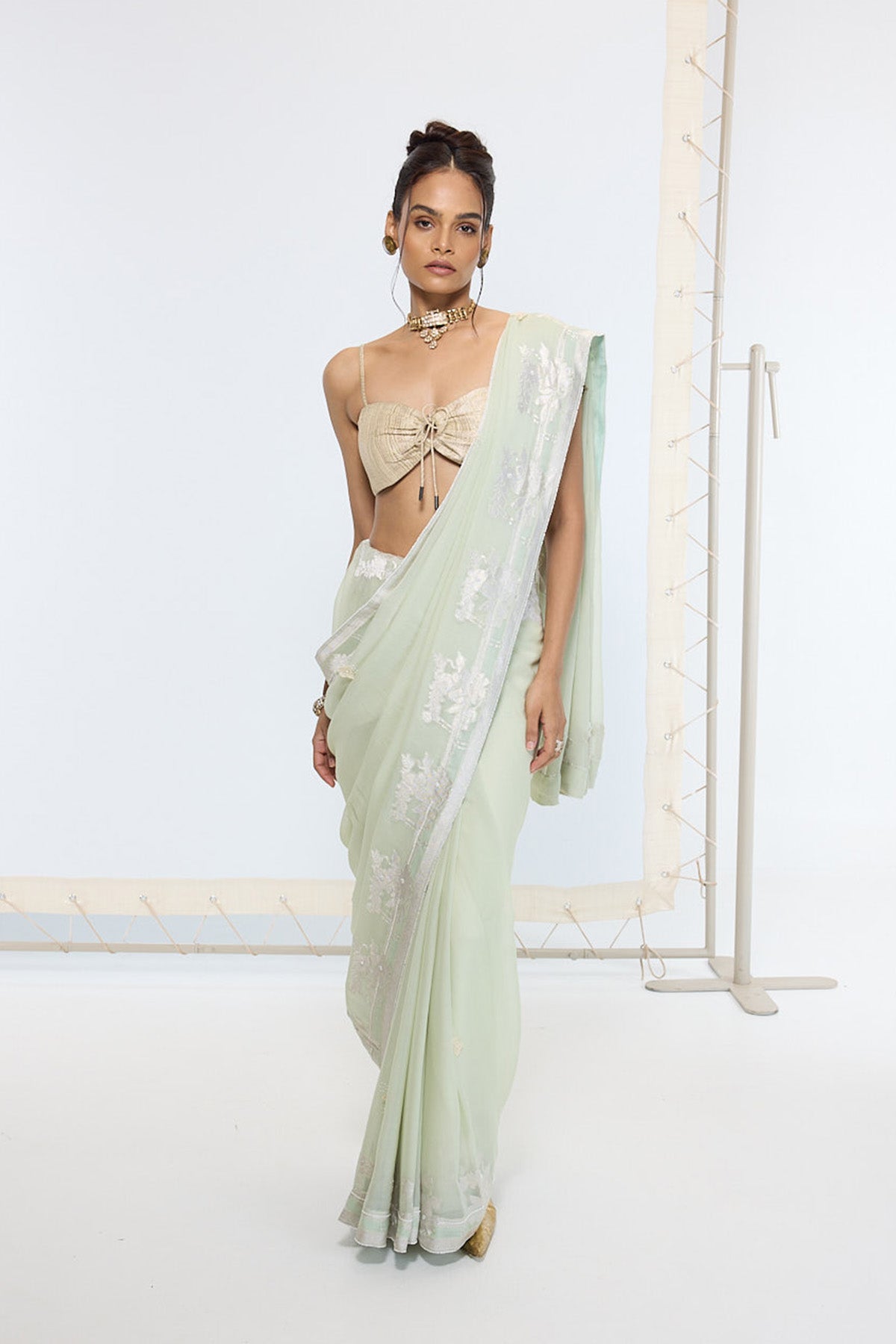 Handwoven Pastel Green Saree