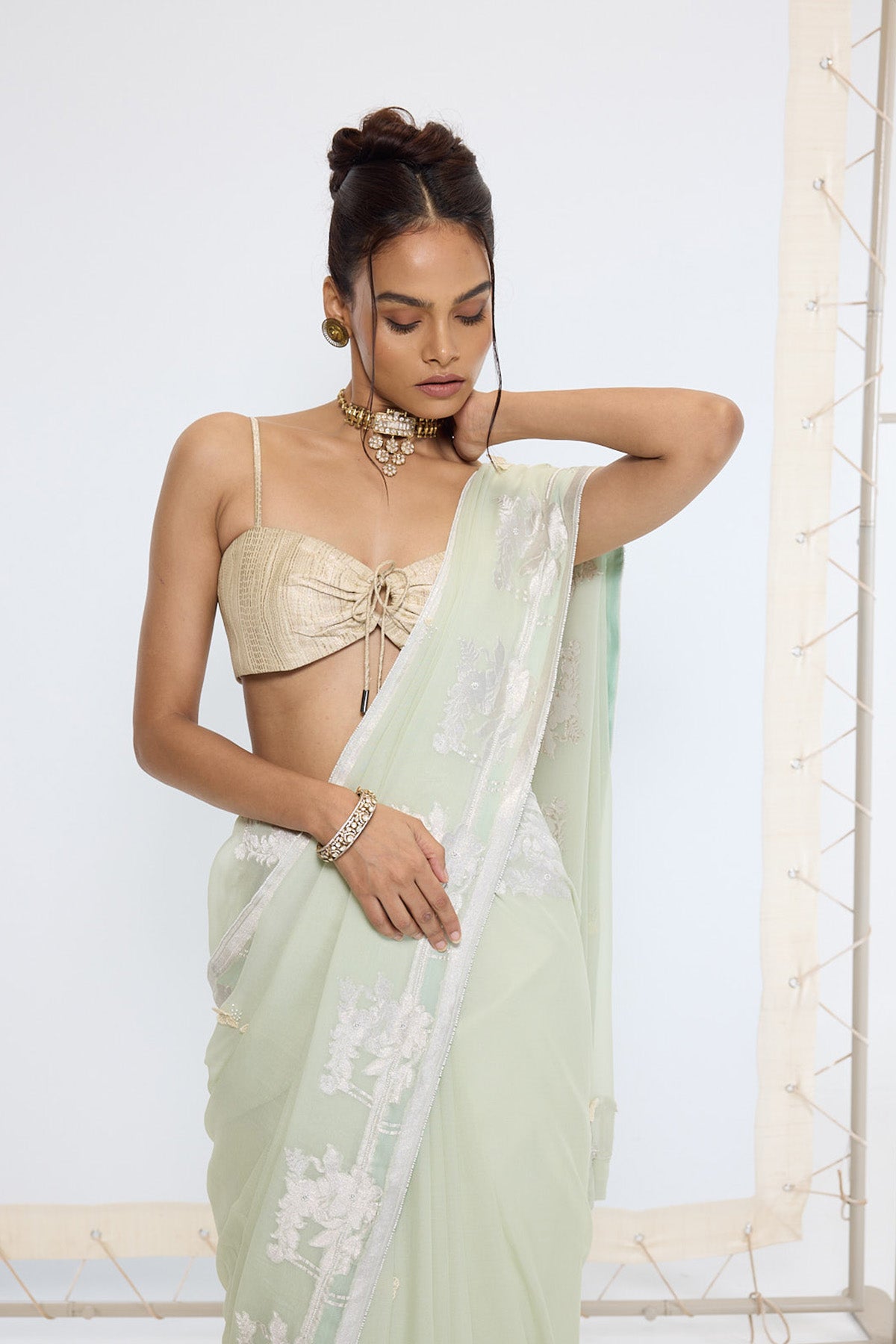 Handwoven Pastel Green Saree