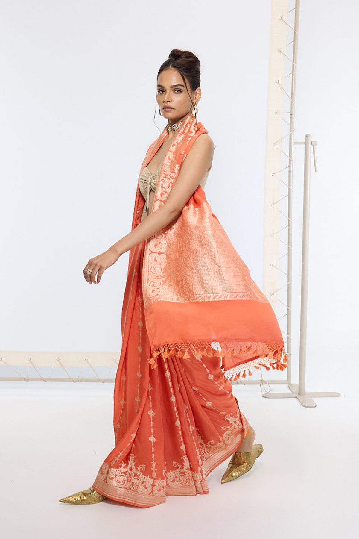 Handwoven Rusty Orange Saree