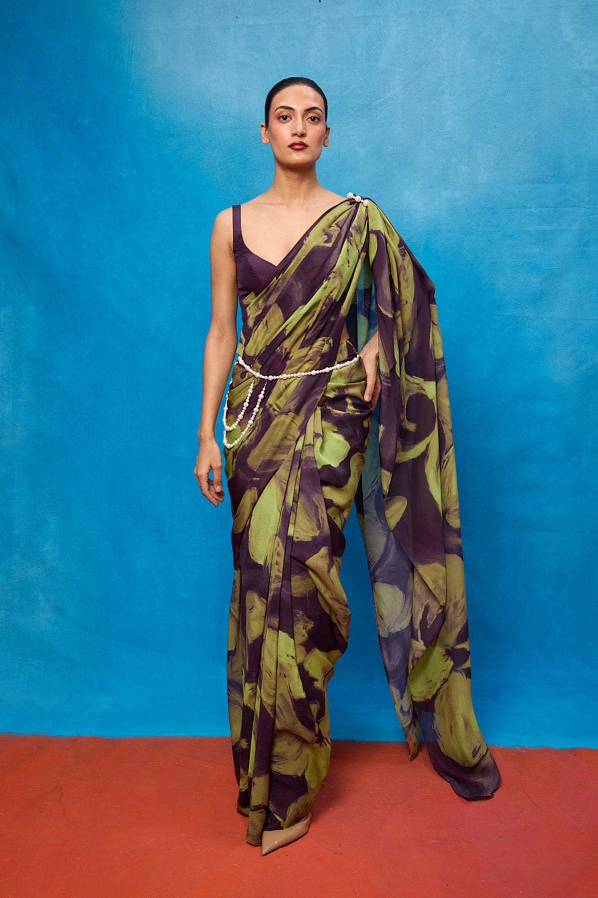 Multicolour Chiffon Digital Print Saree