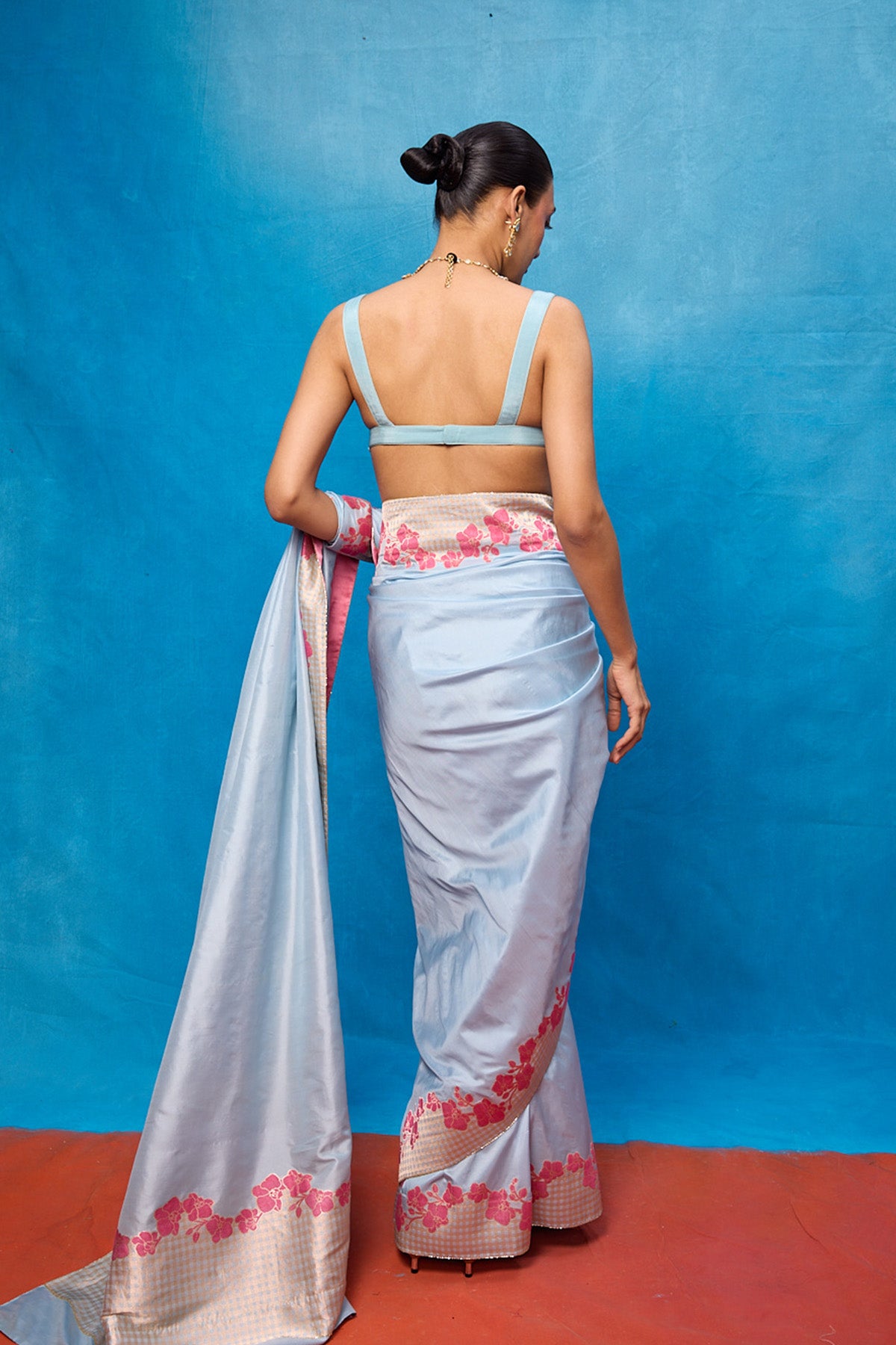 Handwoven Ice Blue Silk Banarasi Saree