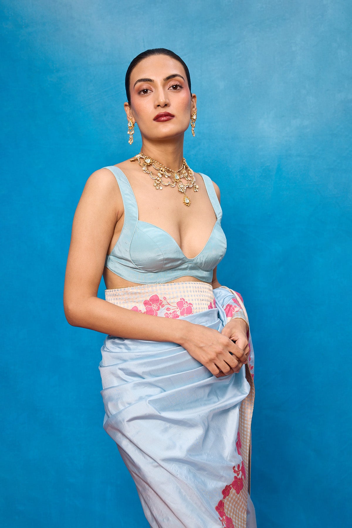 Handwoven Ice Blue Silk Banarasi Saree