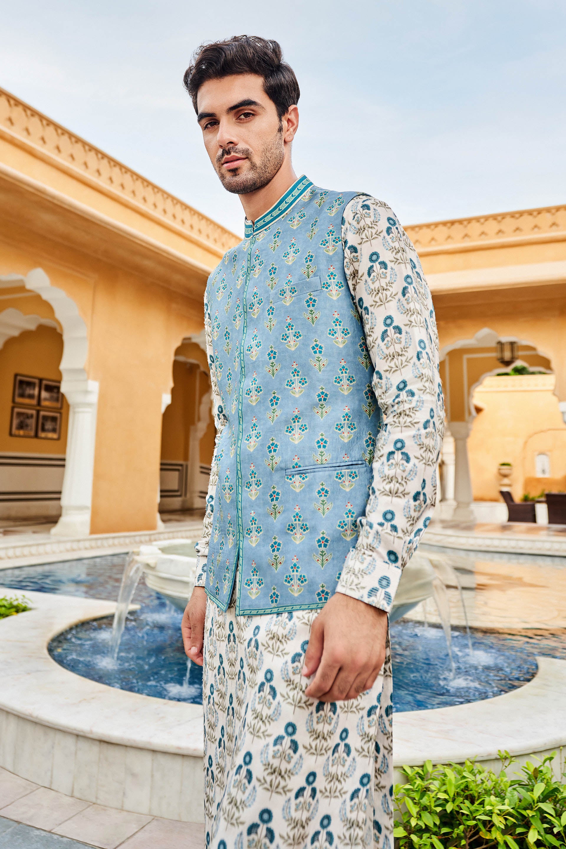 KAVAN NEHRU JACKET - POWDERBLUE