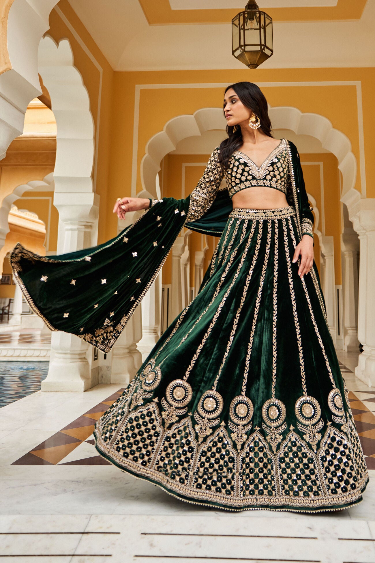 Shumaila Lehenga - Green