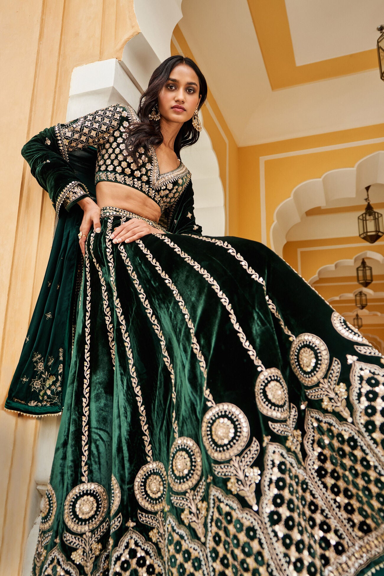 Shumaila Lehenga - Green
