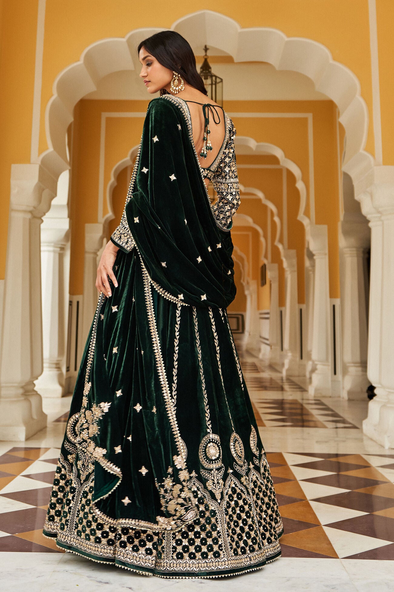 Shumaila Lehenga - Green