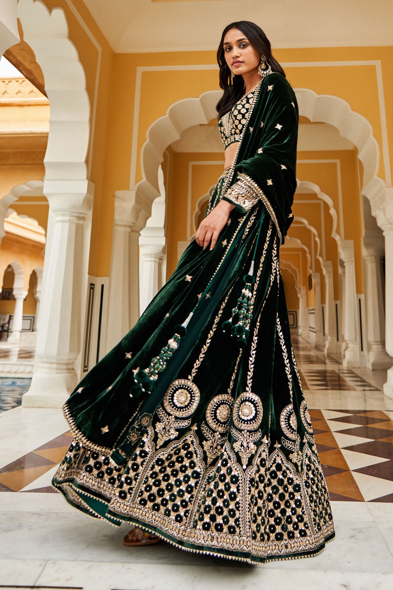 Shumaila Lehenga - Green