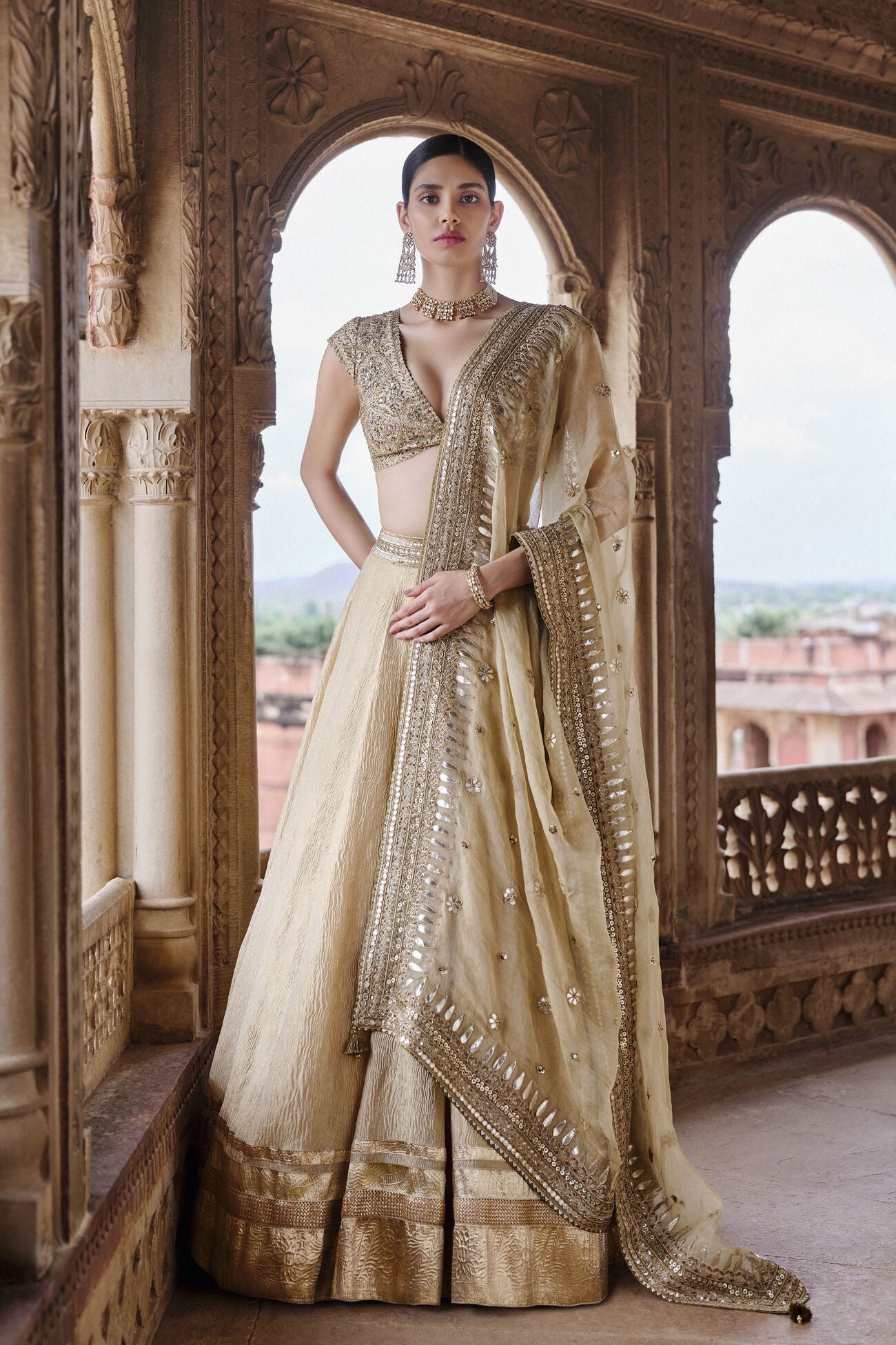 Nehmat Embroidered Lehenga Set - Gold