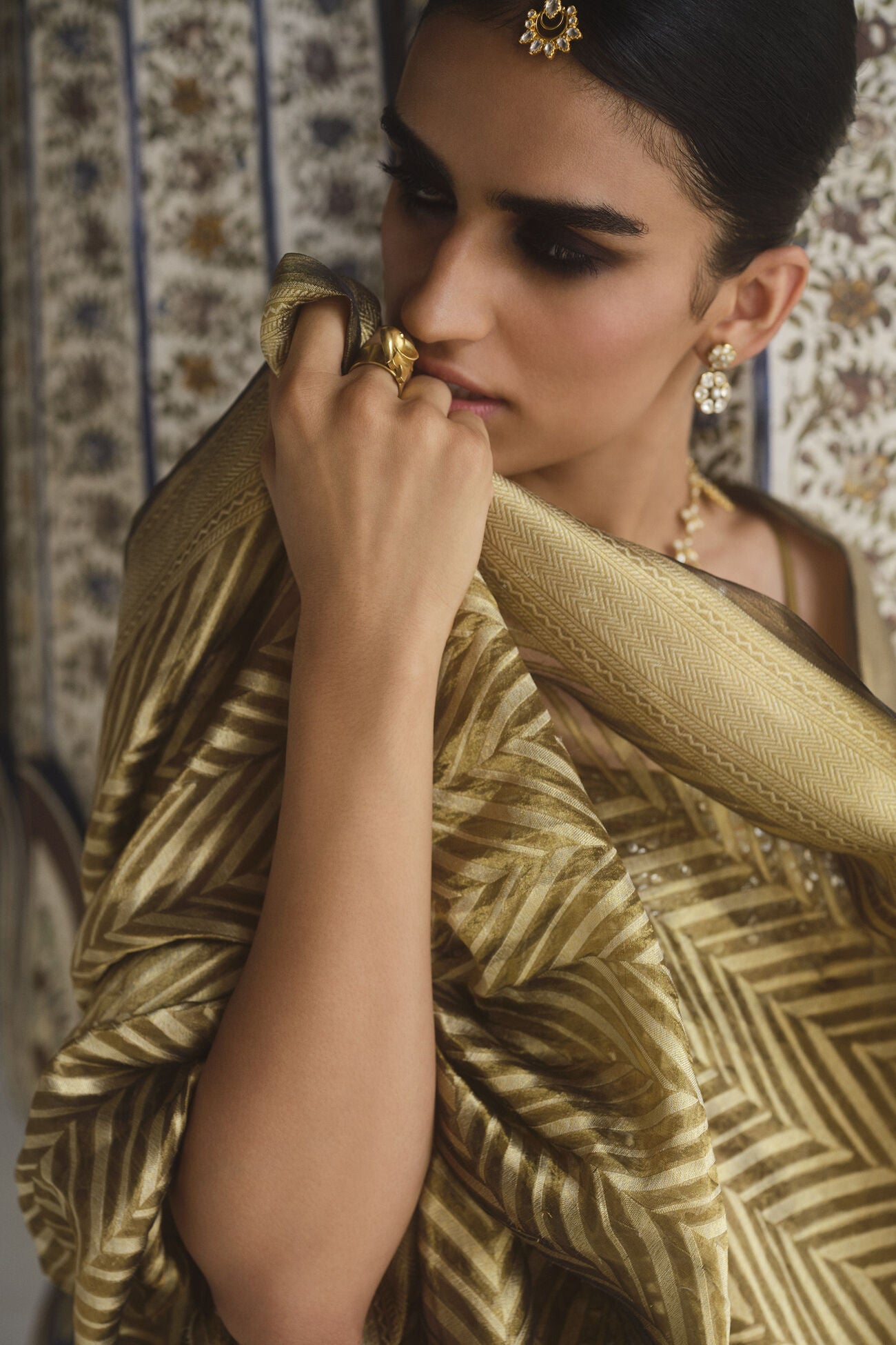 Adveka Handwoven Benarasi Silk Lehenga Set - Olive