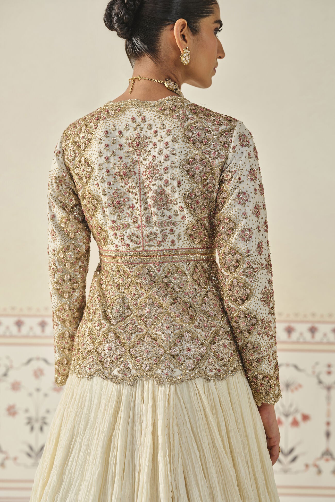 Ardra Gota Patti Mul Skirt Set - Natural