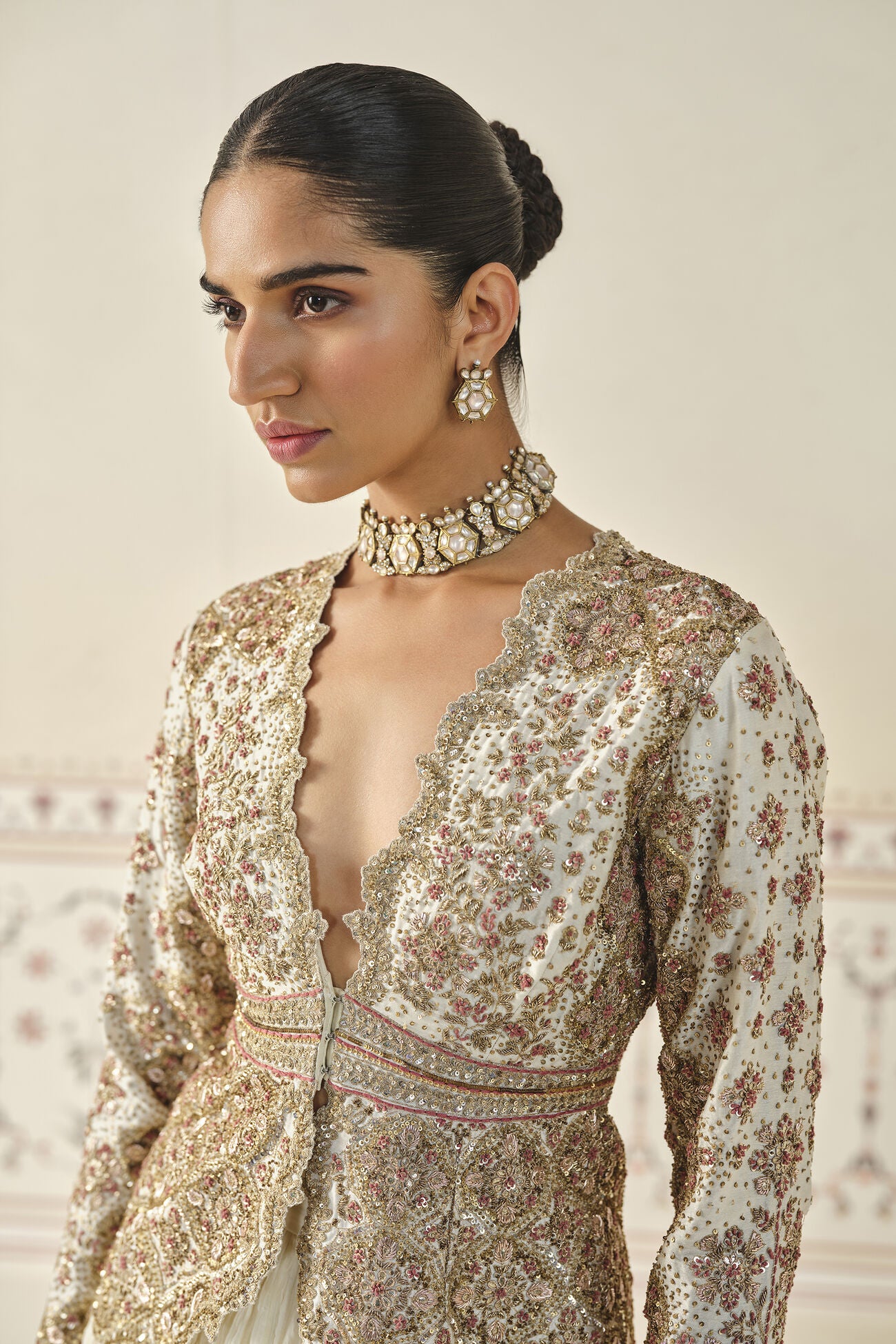 Ardra Gota Patti Mul Skirt Set - Natural