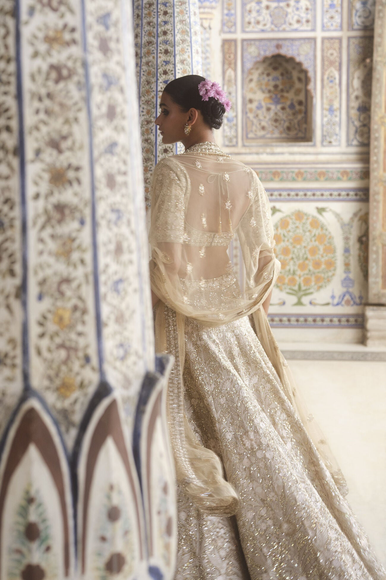 Arisa Embroidered Silk Lehenga Set - Gold