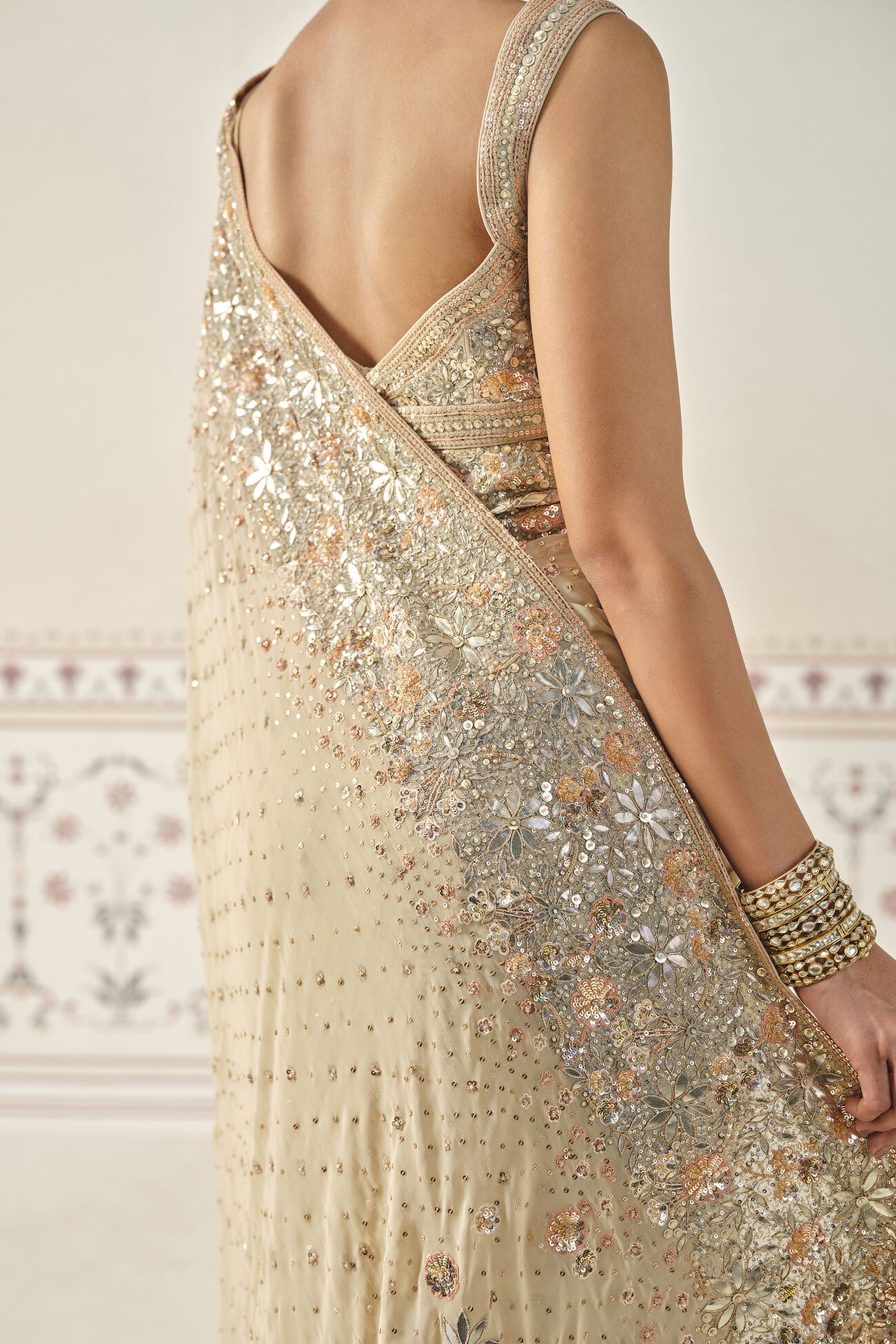 Nabanita Gota Patti Georgette Saree - Flesh