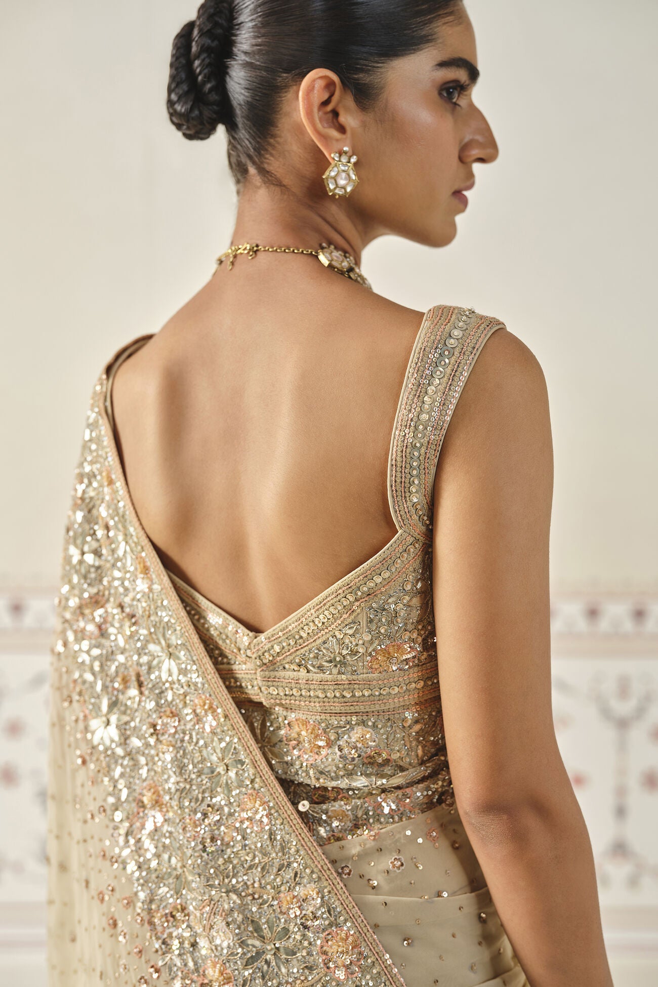 Nabanita Gota Patti Georgette Saree - Flesh