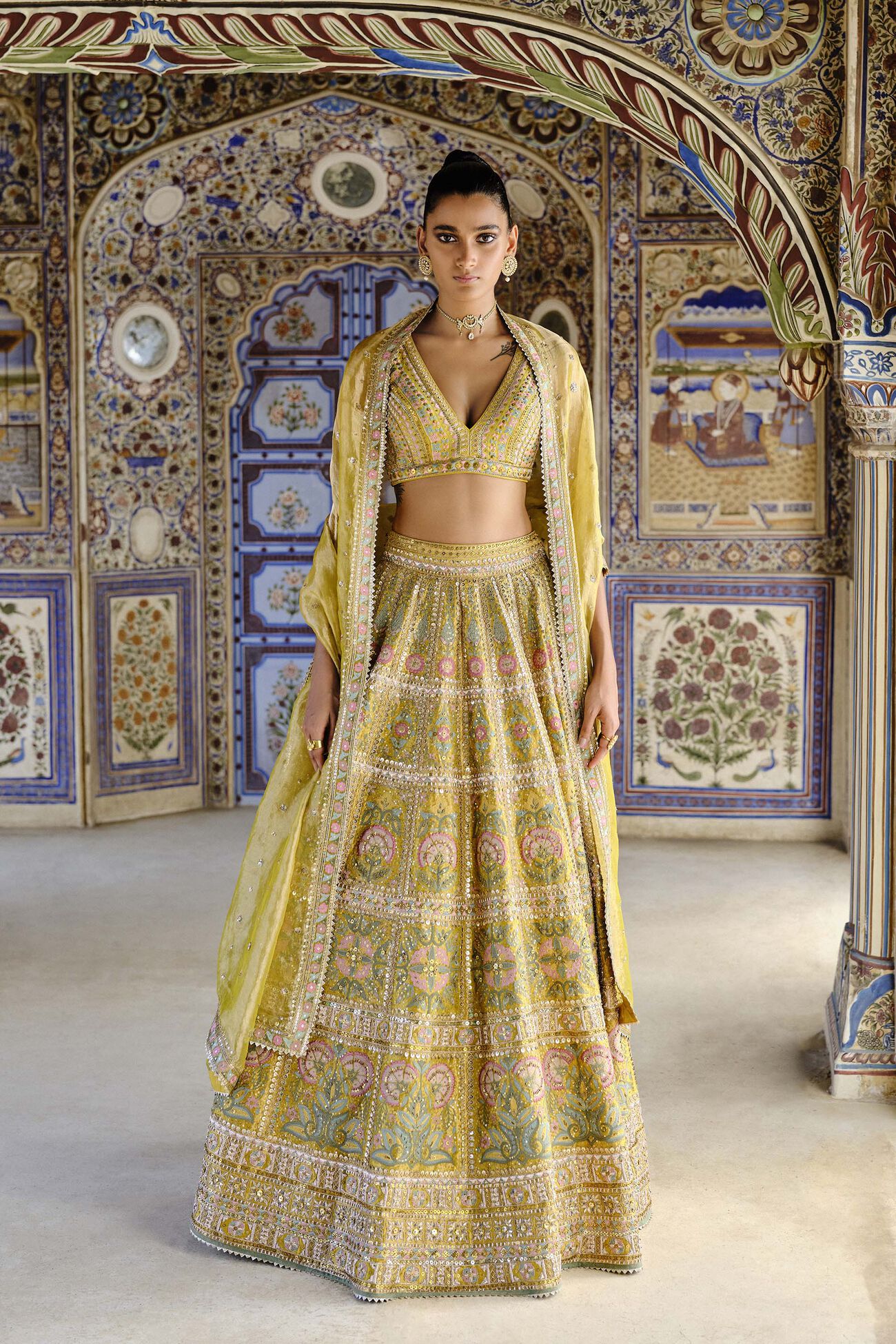Sol Gota Patti Silk Lehenga Set - Yellow