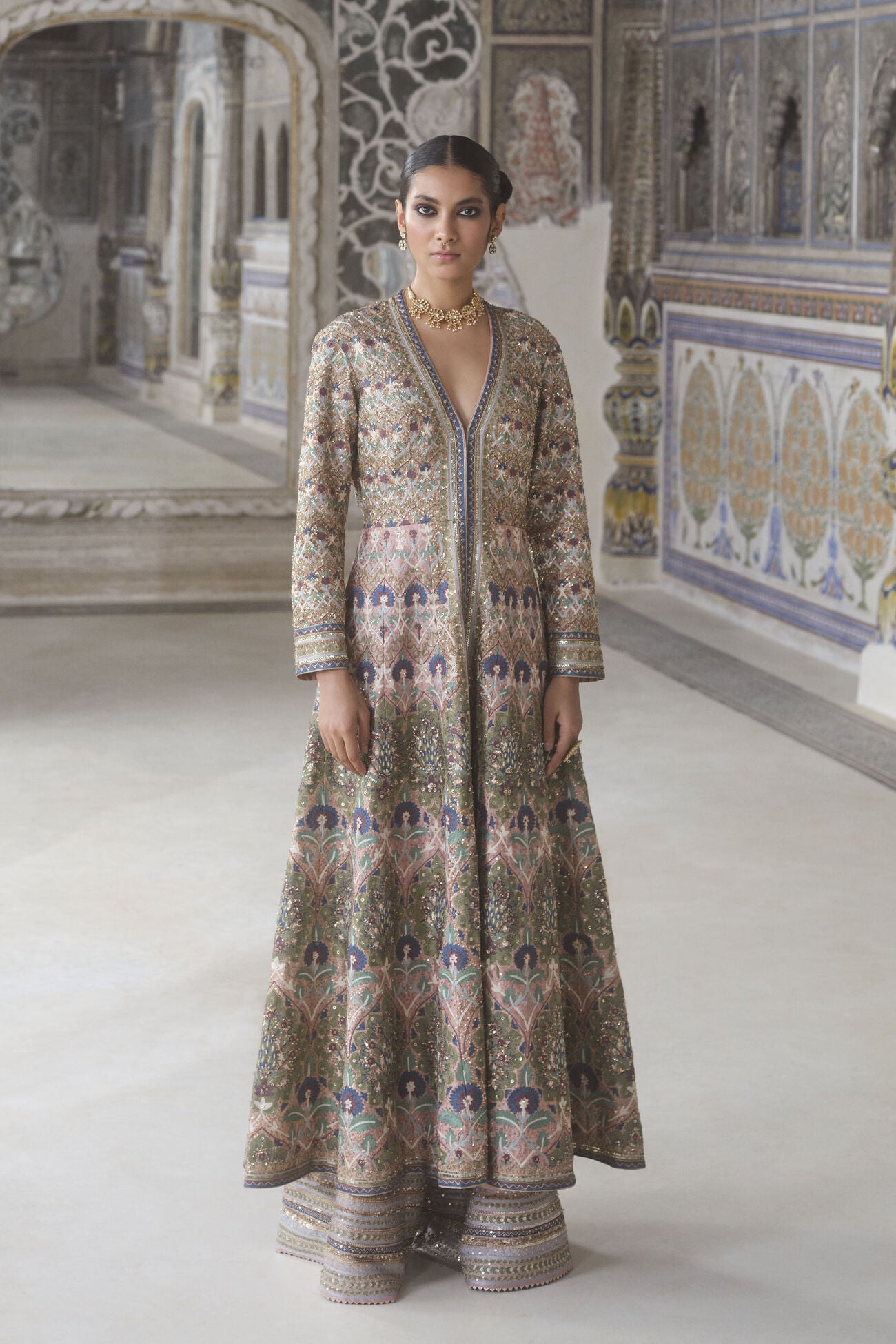 Krandasi Embroidered Zardozi Jacket Set - Blush