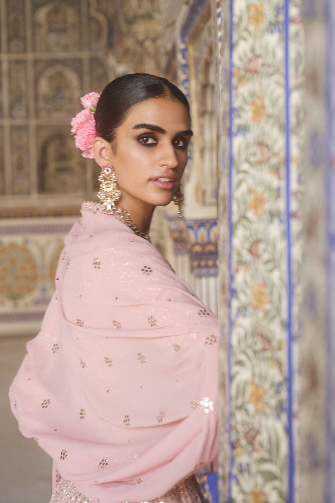 Soliel Handcrafted Badla Lehega Set - Blush