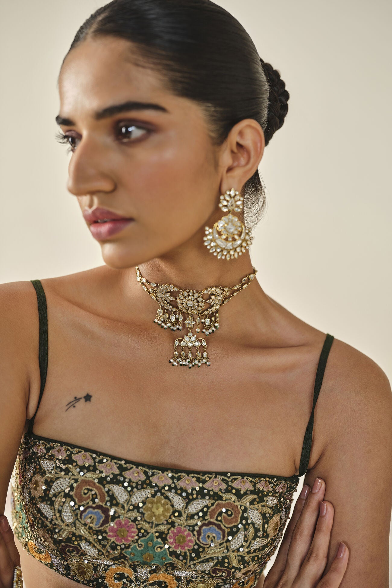 Yiska Embroidered Silk Lehenga Set - Green