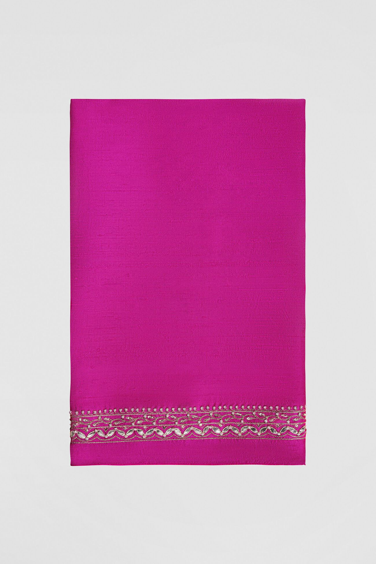 Anushna Handcrafted Badla Georgette Saree - Hot Pink