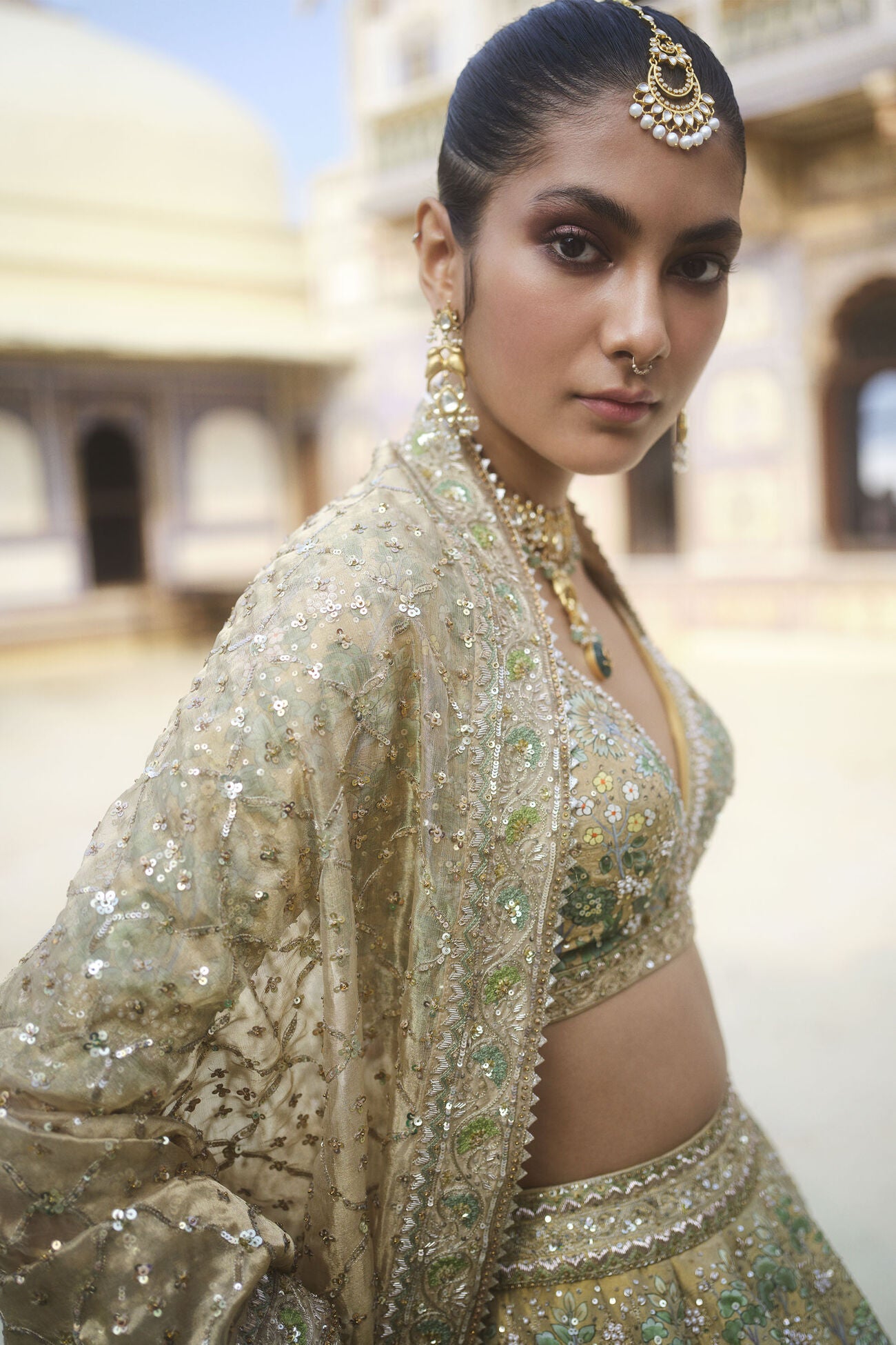 Avasa Hand-painted Pichhwai Silk Lehenga Set - Gold