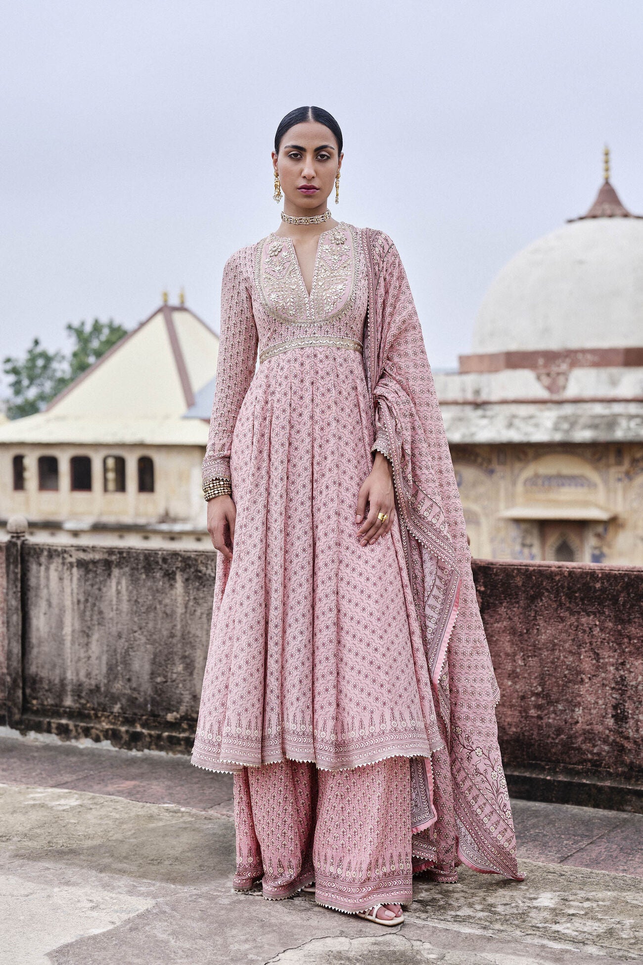 Alara Gota Patti Mul Anarkali Set - Blush