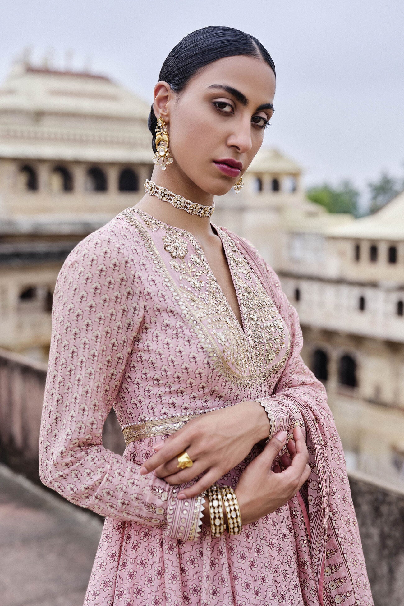 Alara Gota Patti Mul Anarkali Set - Blush