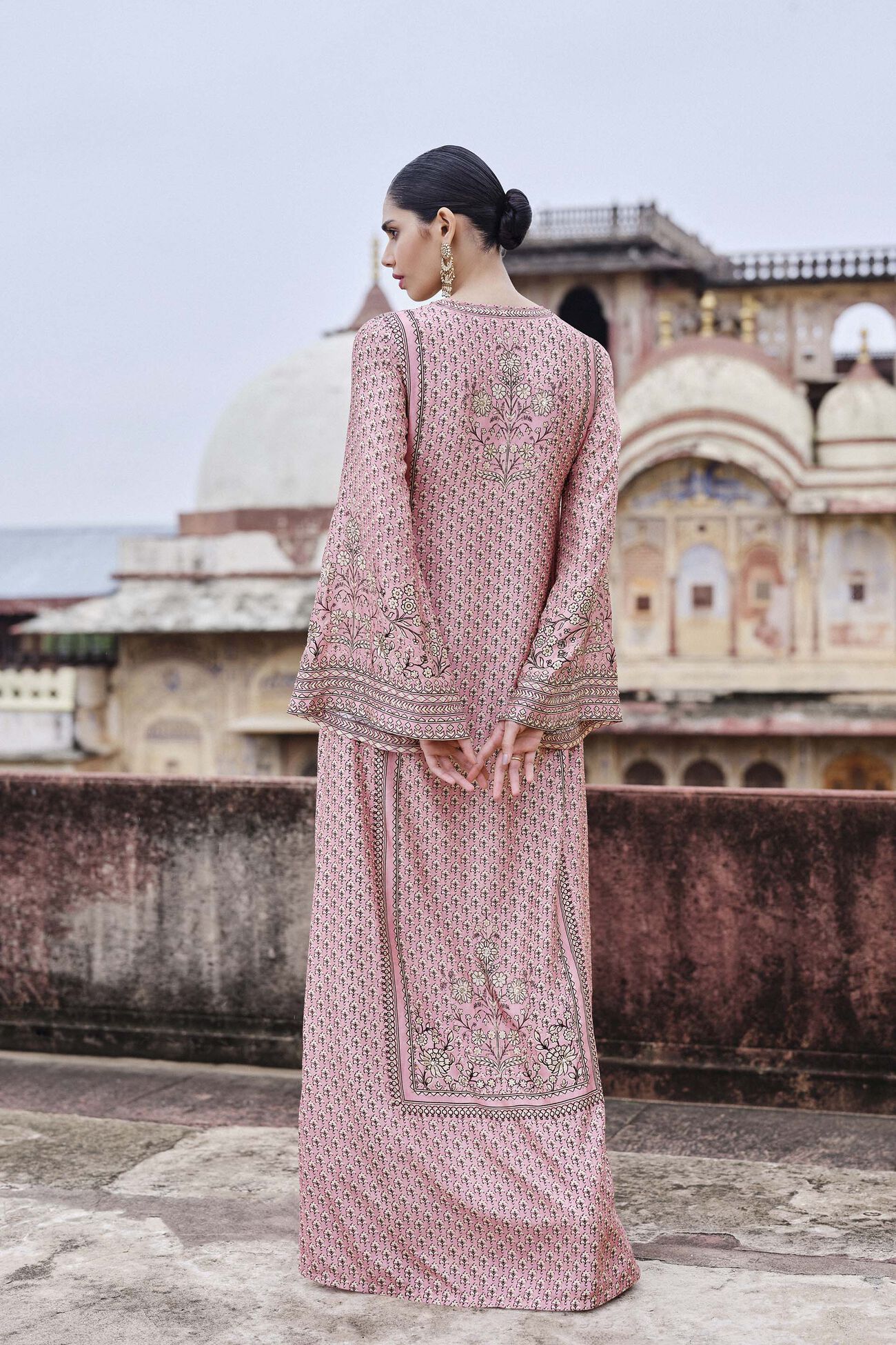 Alara Embroidered Mul Kaftan - Blush