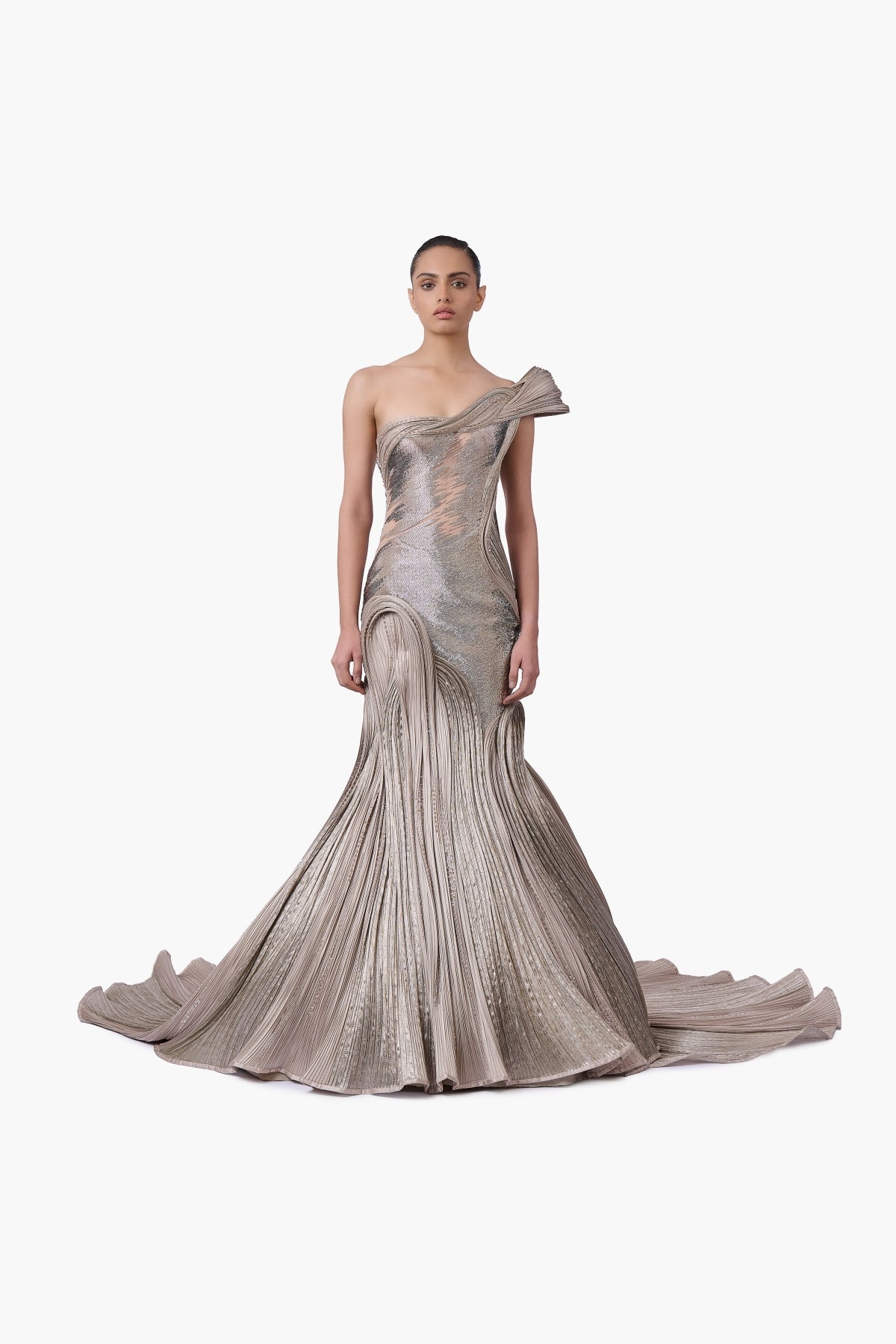 The Sculpted One-Shoulder Satin Gown