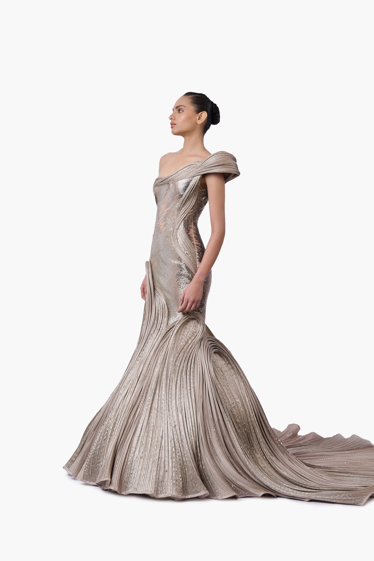 The Sculpted One-Shoulder Satin Gown