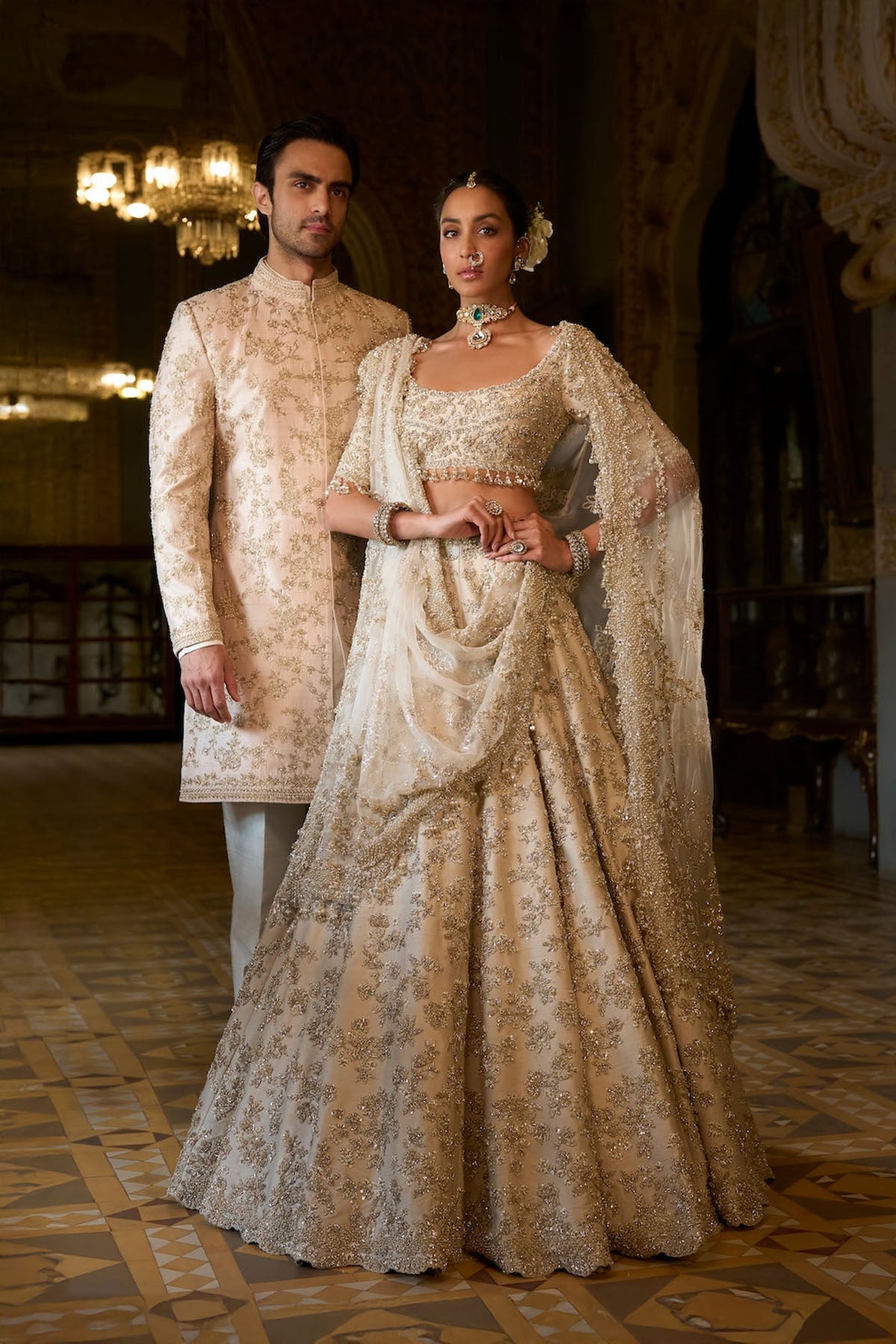 Beige Zardosi Lehenga Set