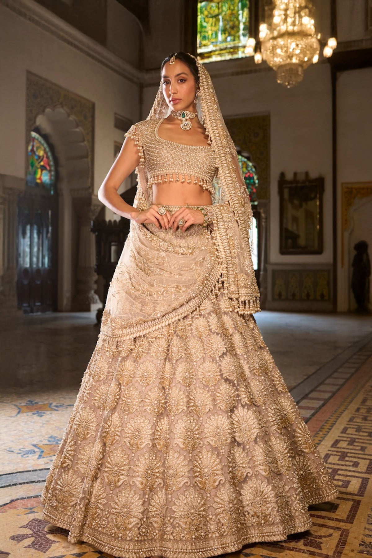 Champagne Pearl Lehenga Set