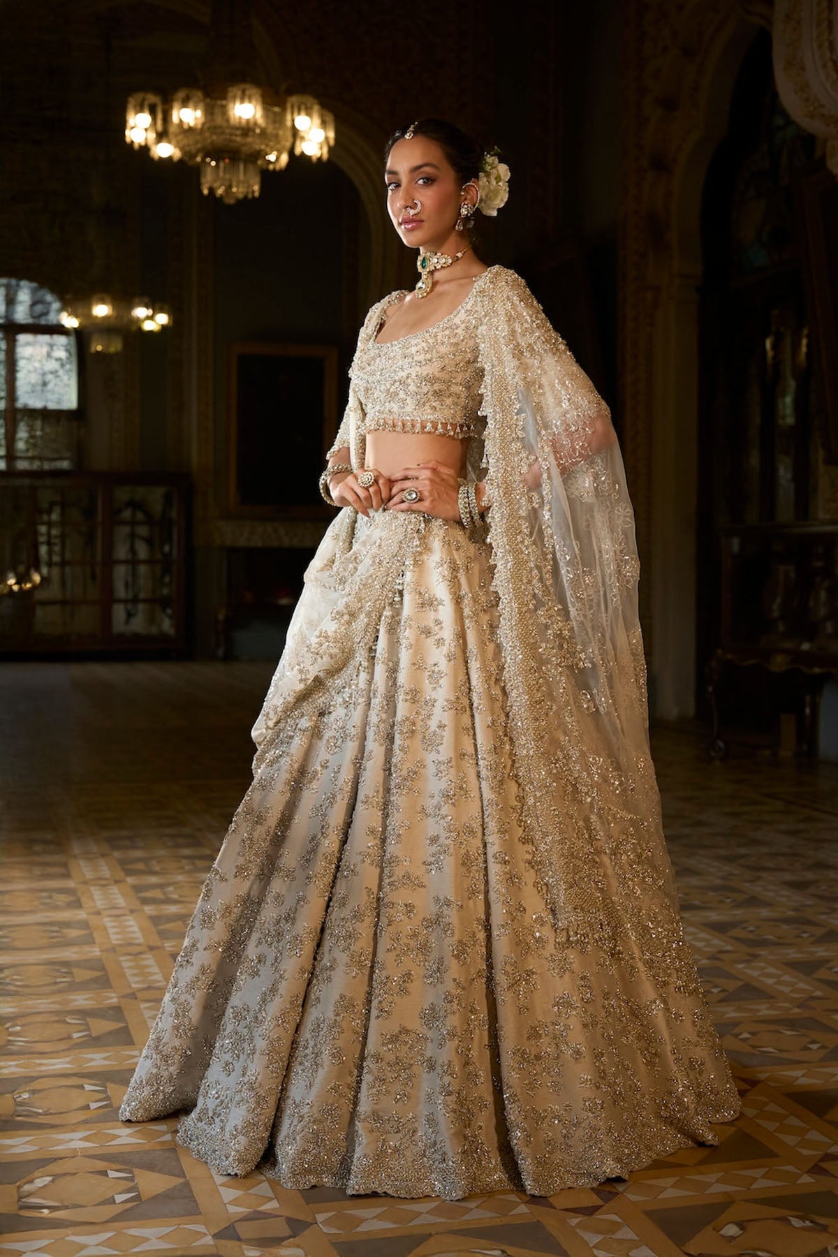 Beige Zardosi Lehenga Set
