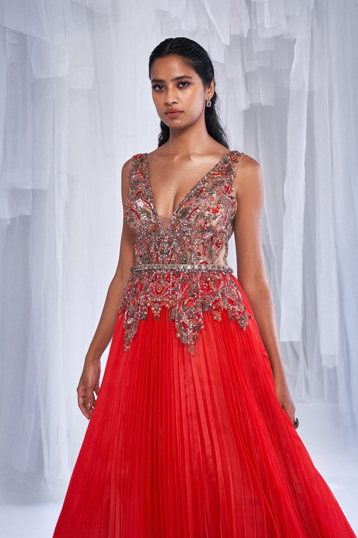 "Bezoar" Pleated Organza Gown