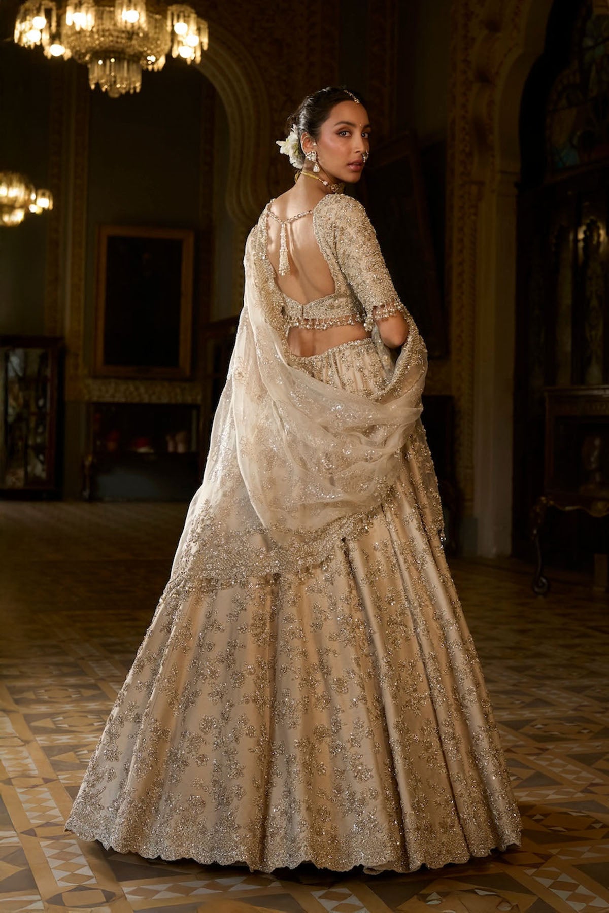 Beige Zardosi Lehenga Set