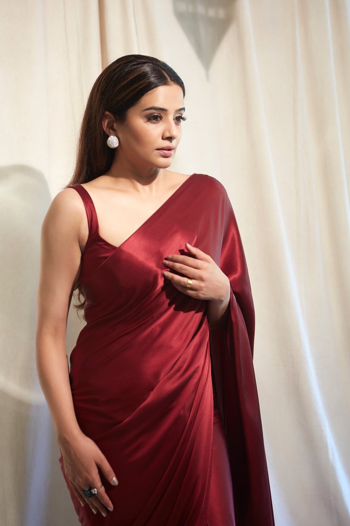 Handwoven Burgundy Rouge Silk Saree