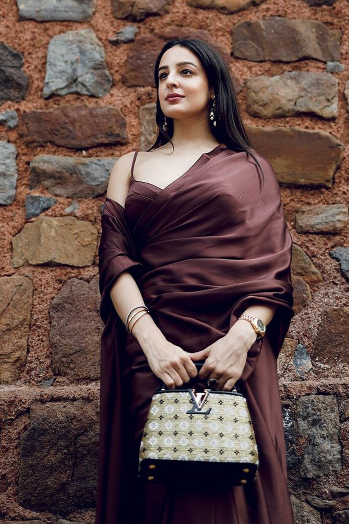 Handwoven Chocolaye Brown Satin Saree