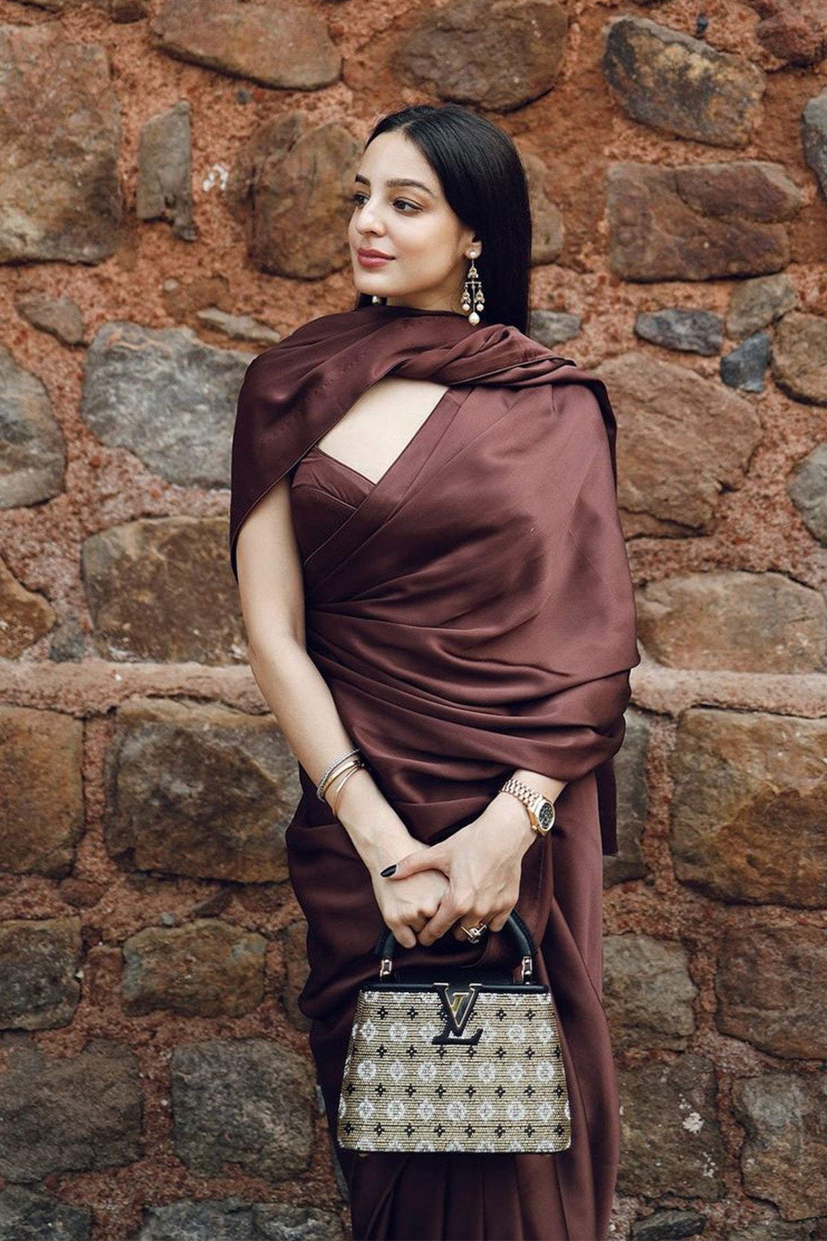 Handwoven Chocolaye Brown Satin Saree