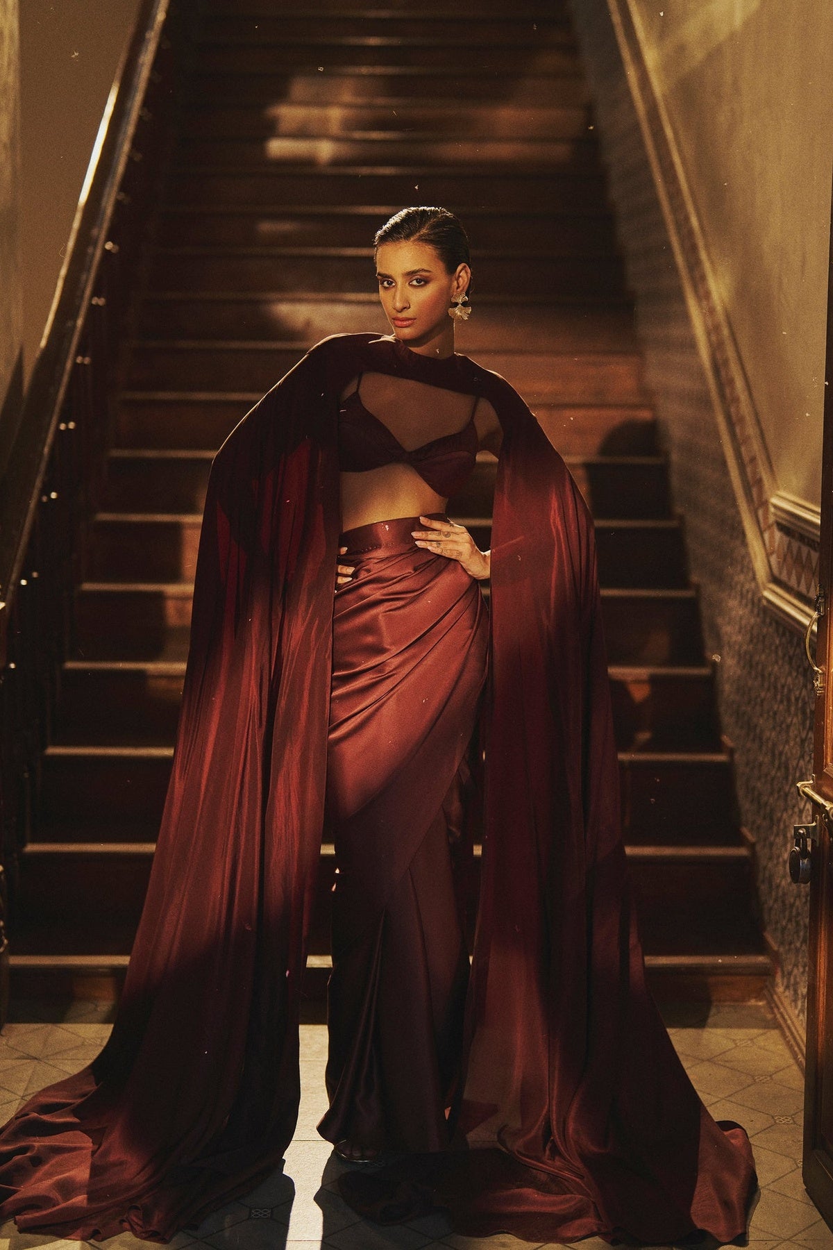 Handwoven Chocolaye Brown Satin Saree
