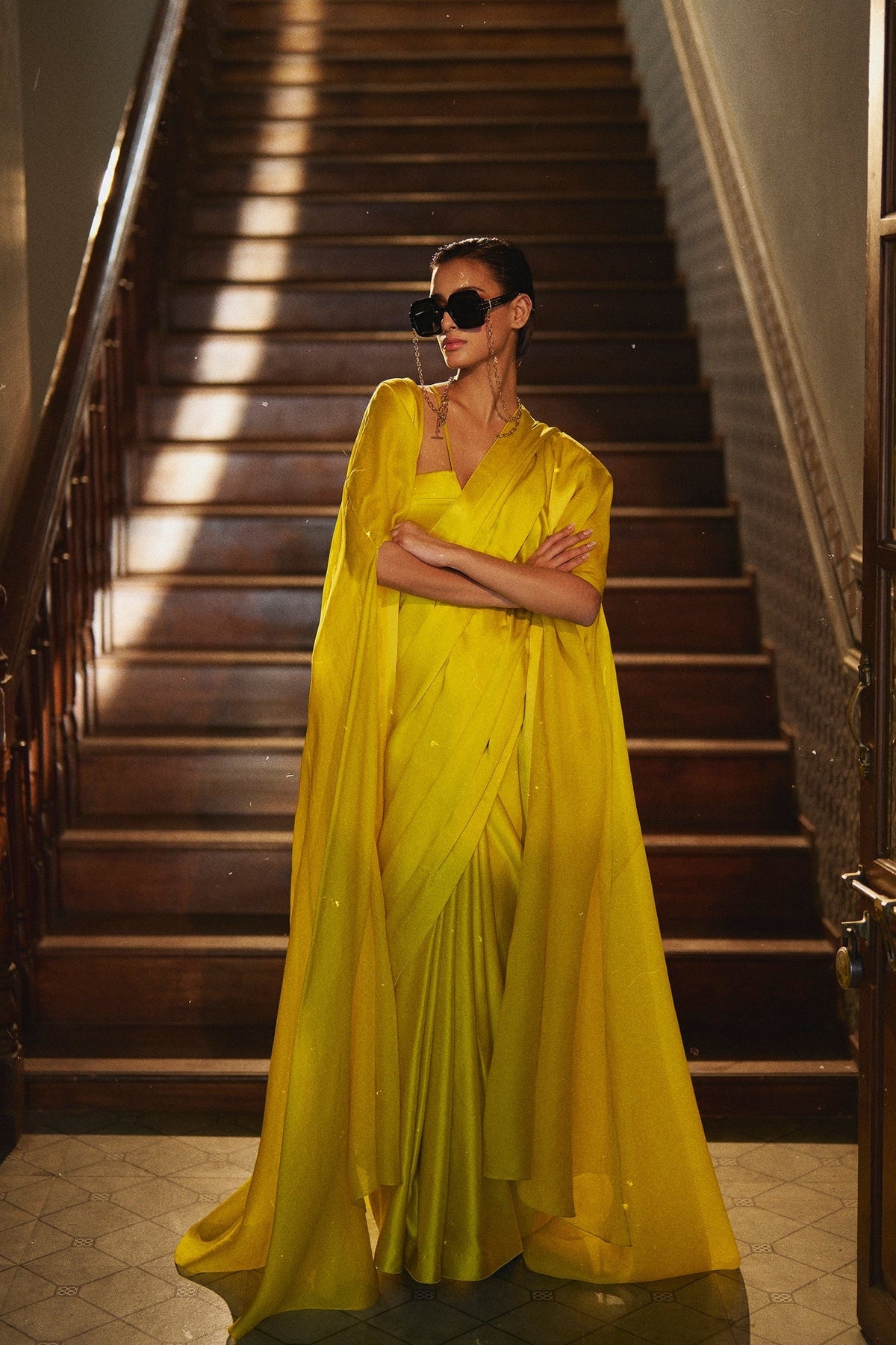 Handwoven Citrine Yellow Silk Saree
