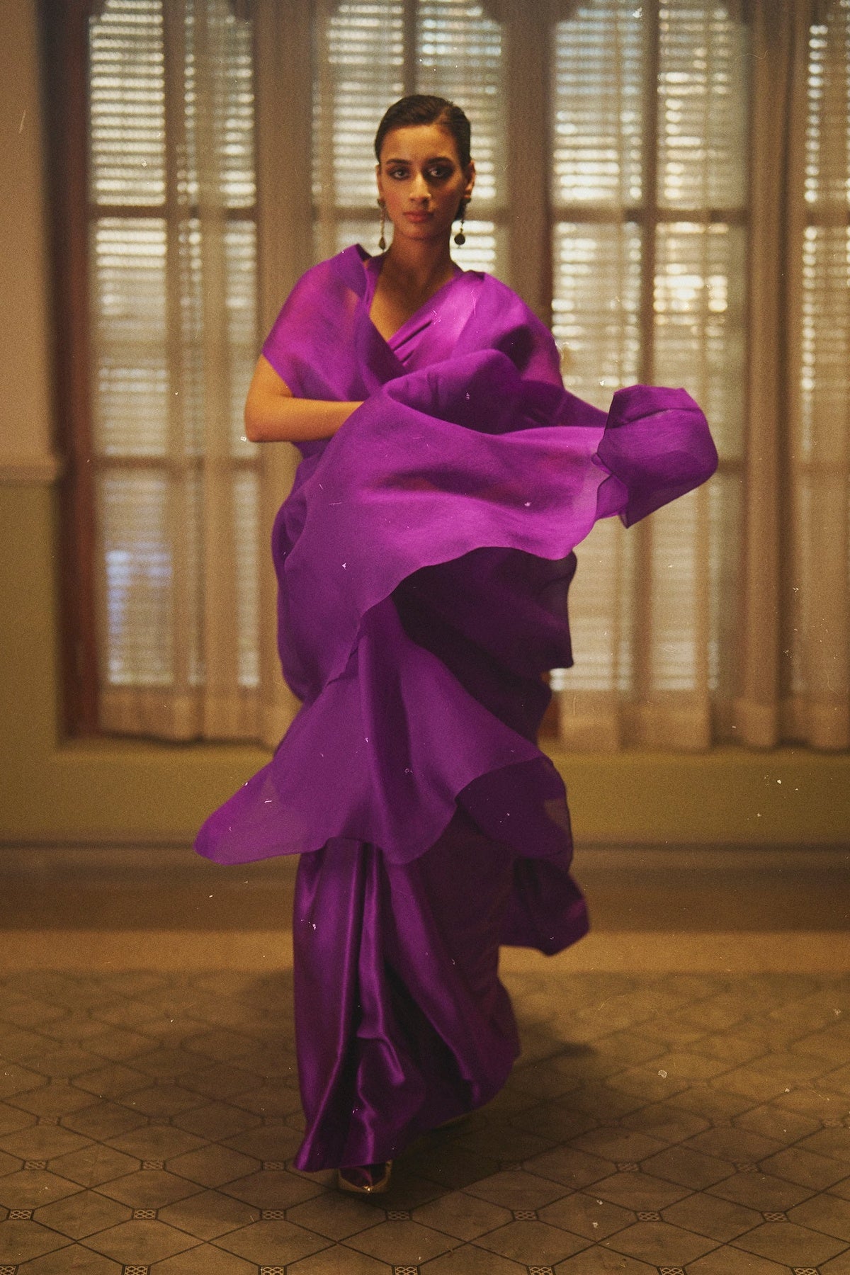 Handwoven Electric Purple Satin Saree
