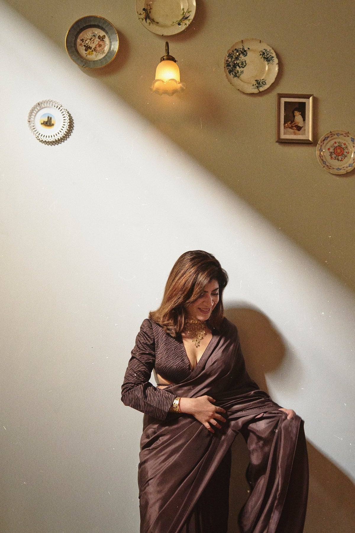 Handwoven Nespresso Brown Silk Saree