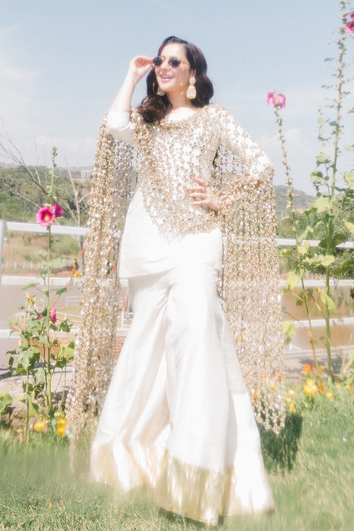 Hania Amir in Saher Sharara Set with Mirror Jaal Dupatta