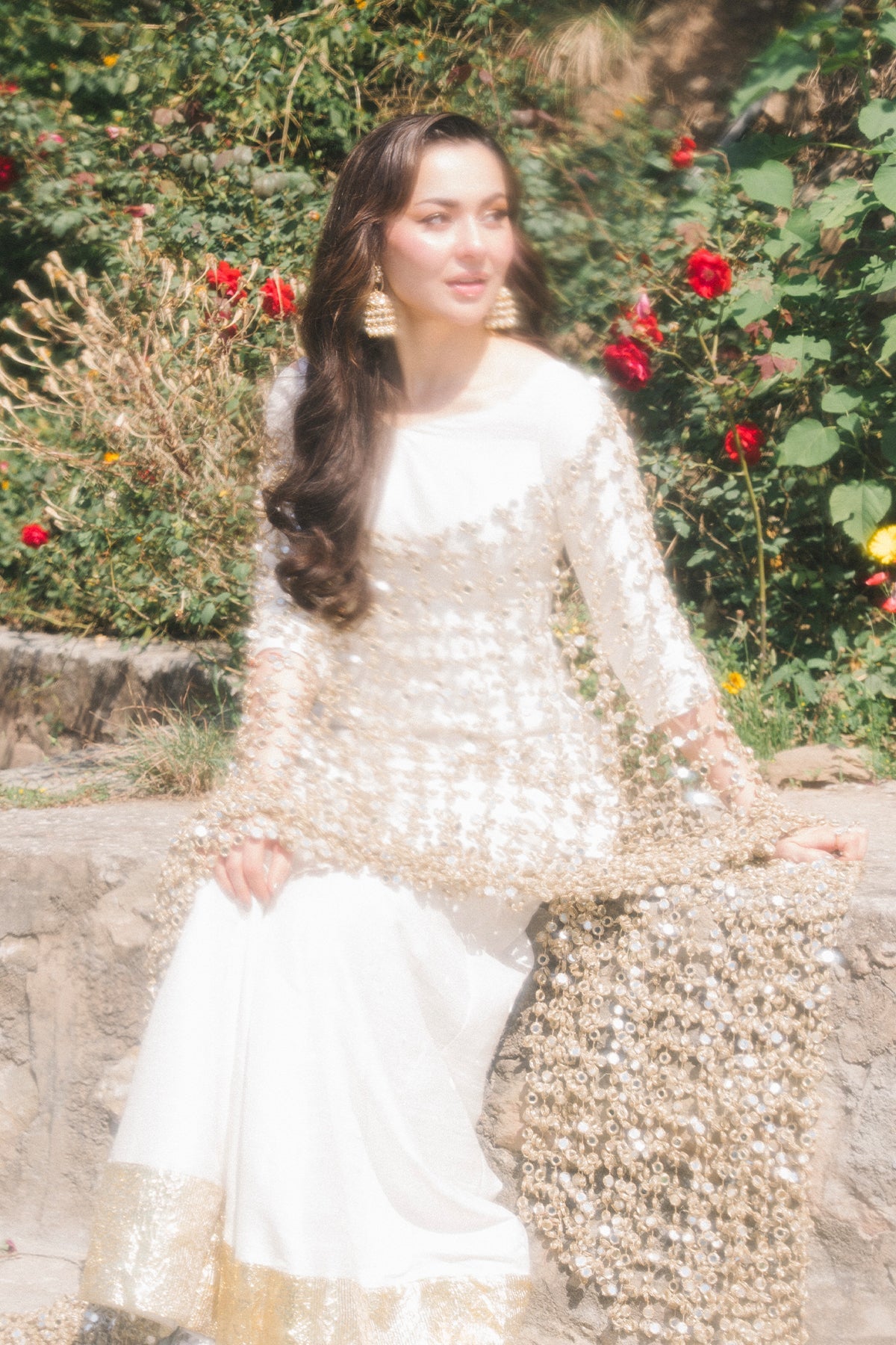 Hania Amir in Saher Sharara Set with Mirror Jaal Dupatta