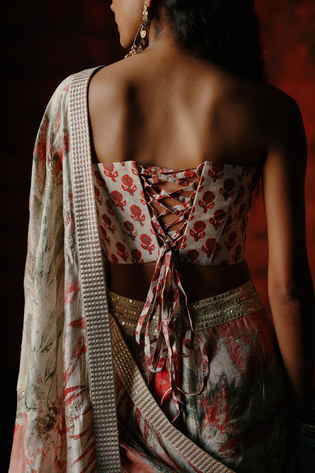 Pearl pre draped saree